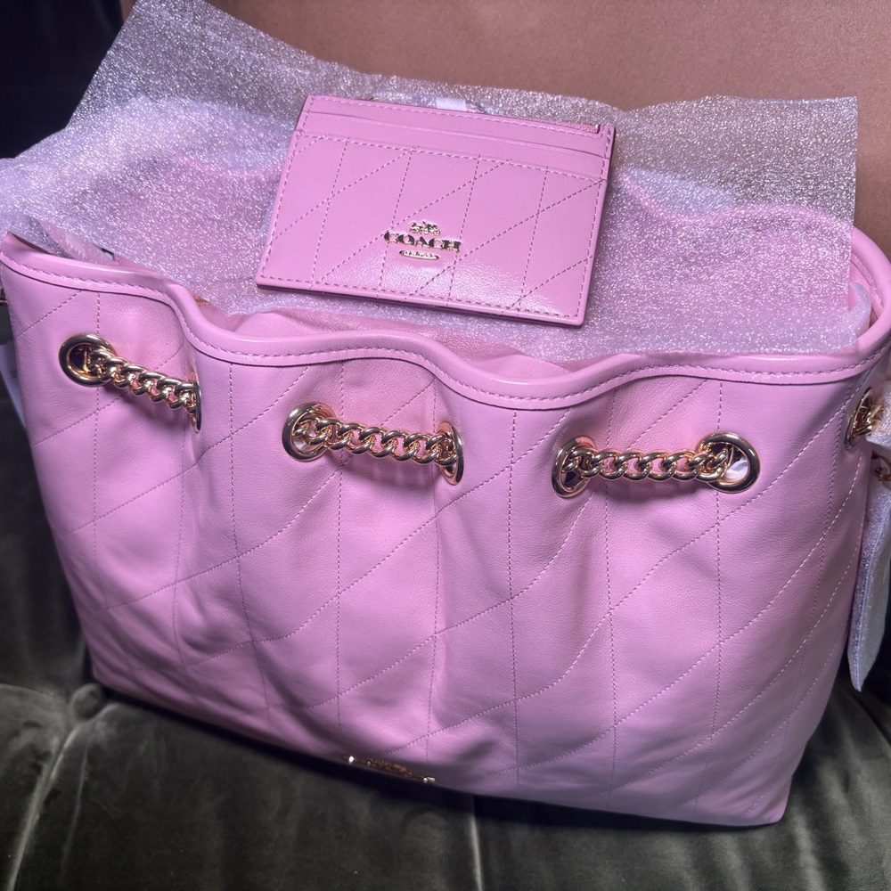 Coach Evelyn Shoulder Bag With Quilting In Pink - Picture 9 of 16